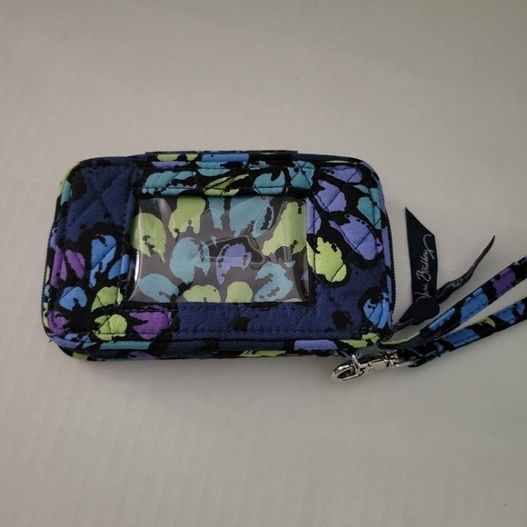 Vera Bradley Retired Indigo Pop Pattern Wristlet Zip Wallet Phone Pocket - Picture 2 of 7